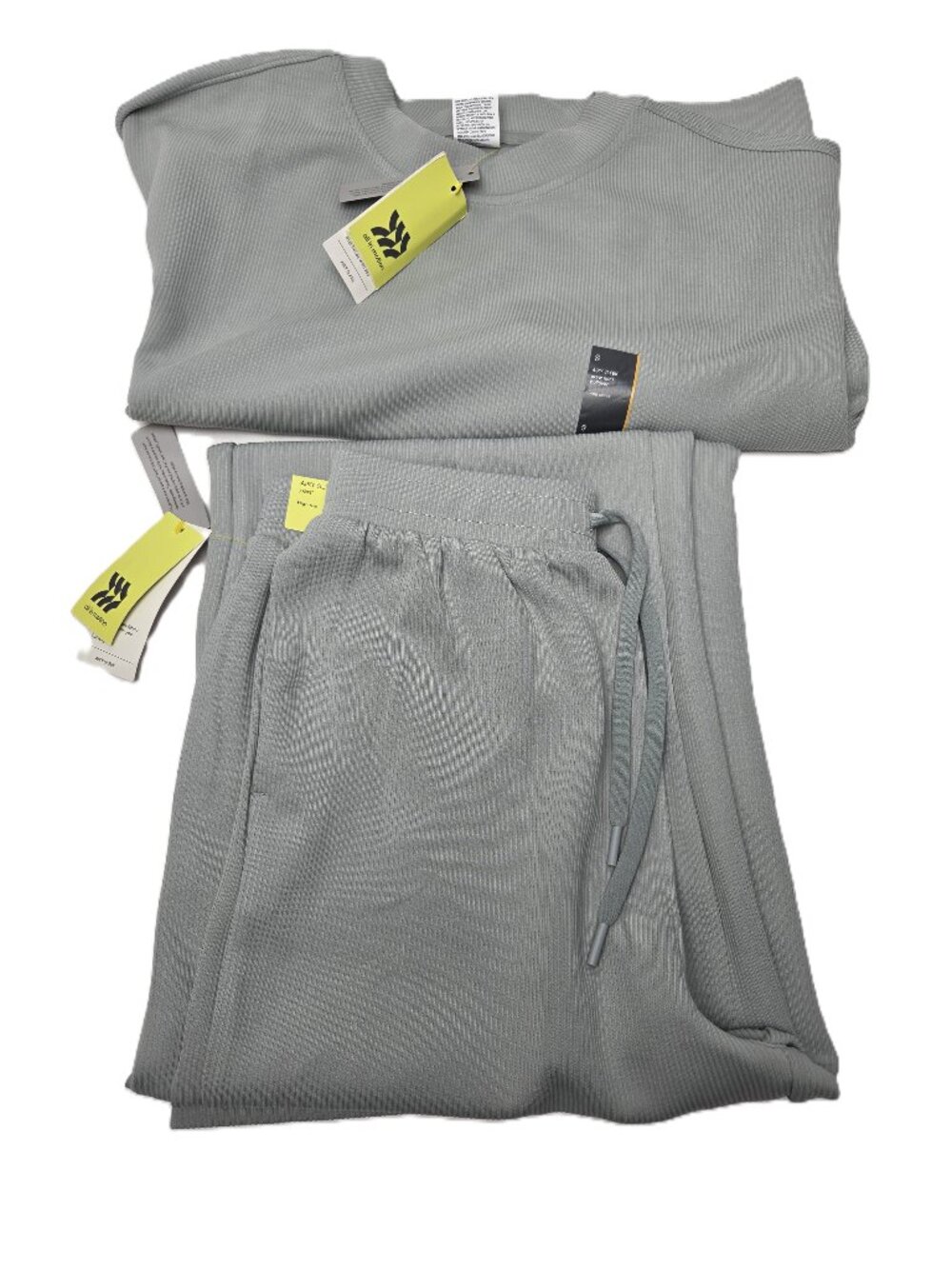 All in Motion Airy Sleek Sage Green Ribbed Pullover Wide Leg Pants 2pc Set S NWT